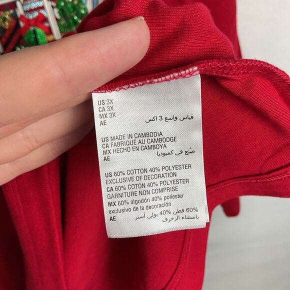 Karen Scott Womens Long Sleeve Crewneck Christmas Tee Beach Vibe Red 3X NWT - Picture 7 of 10